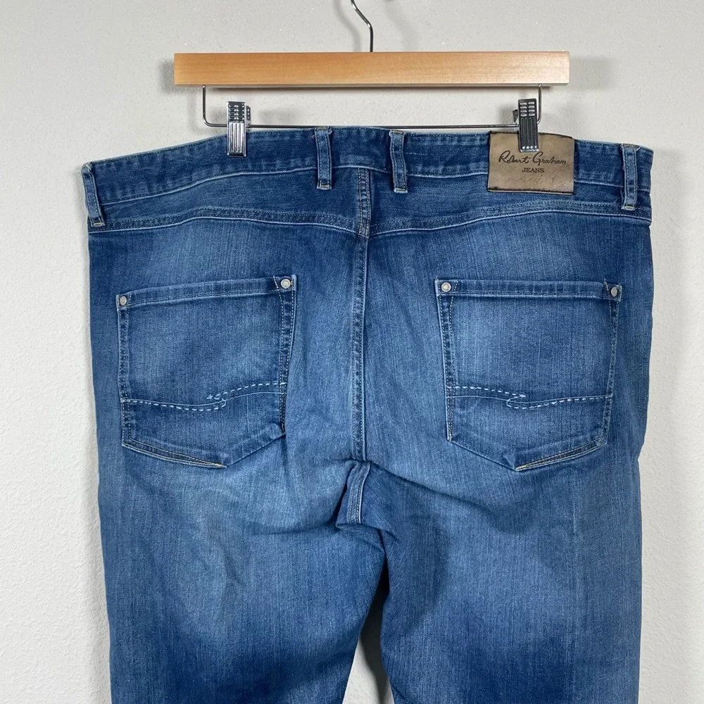 Robert Graham‎ Yates Jeans Mens 42 Blue Straight Leg Denim Premium Wash Luxury
